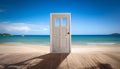 acation and Holiday concept, The open window with sea view Royalty Free Stock Photo