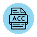 Acc file type icon. files and document format extension. with an outline style design and blue background Royalty Free Stock Photo