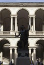 Accademia di Brera courtyard in Milan, with Napoleon Statue Royalty Free Stock Photo