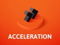 Acceleration isometric icon, on color background