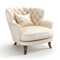 Accent chair ivory color isolated white background, AI Generative