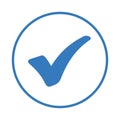 Accept, approve, check, confirm, success, yes icon. Blue vector sketch.