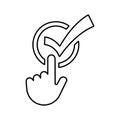 Accept, approve hand icon. Line, outline symbol