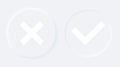 Accept aprove and reject icons. Neumorphic 3d soft effect white circle button. Check tick cross mark symbol. Checkmark yes ok