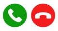Accept call, Ignore call icons on white background. Isolated illustration