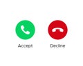 Accept and Decline Call Phone Icon. Answer and Reject Button Sign Symbol Vector Royalty Free Stock Photo