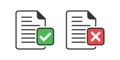 Accept document icon in flat style. Reject vector illustration on white isolated background. Check mark message business concept