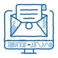 accept incoming mail administrator doodle icon hand drawn illustration