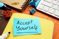 Accept yourself words on the memo for inspiration