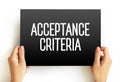 Acceptance Criteria text on card, concept background