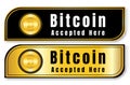 Luxury gold button Bitcoin cryptocurrency with text bitcoin accepted here