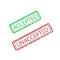 Accepted and unaccepted rubber stamp print for paper work Royalty Free Stock Photo