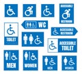 Accessible toilet sign, restroom signs for disabled people Royalty Free Stock Photo