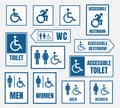 Accesible restroom signs, toilet sign for desabled people Royalty Free Stock Photo