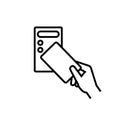 Access card reader sign outline icon