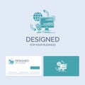 Access, control, monitoring, remote, security Business Logo Glyph Icon Symbol for your business. Turquoise Business Cards with