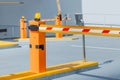 control system that regulates the automatic barrier entrance for cars to the city parking lot Royalty Free Stock Photo