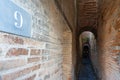 access corridor to housing buildings in the archaeological park of Pompeii, Italy.