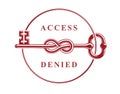 Access Denied, Knotted key allegorical symbol, vintage antique turnkey in a knot, blocked account, personal data protection,