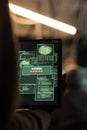 Access denied message on tablet, hacker failed database hacking