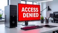 Access Denied Warning on Computer Screen in Modern Office Royalty Free Stock Photo