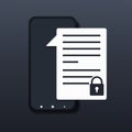 Access document files locked on the smartphone. Confidential documents with private key permission. Royalty Free Stock Photo