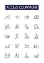Access equipment line vector icons and signs. access, technology, business, safety, hand, control, secure,security