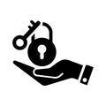 Access, key, password icon. Black vector graphics Royalty Free Stock Photo