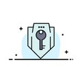 Access, Key, Protection, Security, Shield  Business Flat Line Filled Icon Vector Banner Template Royalty Free Stock Photo