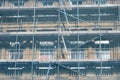 Access ladders within netted scaffolding Royalty Free Stock Photo