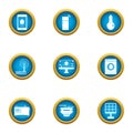 Access point icons set, flat style