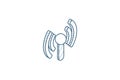 access point, wi-fi signal, antenna isometric icon. 3d line art technical drawing. Editable stroke vector