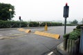 Access road barriers on caravan camp site. Royalty Free Stock Photo