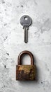 Access and Security - Key and Old Padlock Royalty Free Stock Photo