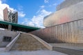 access staircase to the Salbeko Zubia bridge passing by the guggenheim museum.Bilbao-Basque country-Spain. Royalty Free Stock Photo