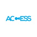 Access text logo with key vector template. Key Access logo text element