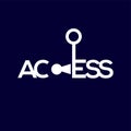Access text logo with key vector template. Key Access logo text element
