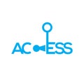 Access text logo with key vector template. Key Access logo text element