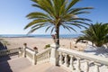 Access to Benicassim Beach with palm and stairs horizontal