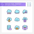 Access to data on cloud based resources pixel perfect RGB color icons set Royalty Free Stock Photo