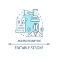 Access to justice turquoise concept icon