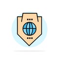 Access, World, Protection, Globe, Shield Abstract Circle Background Flat color Icon