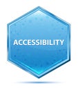 Accessibility crystal blue hexagon button