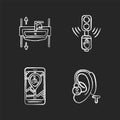 Accessibility devices chalk white icons set on black background