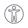 Accessibility icon depicting a person with open arms inside a...