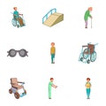 Accessibility icons set, cartoon style