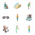 Accessibility icons set, cartoon style Royalty Free Stock Photo