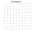 accessibility icons, signs, outline symbols, concept linear illustration line collection