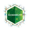 Accessibility floral plants pattern green hexagon button