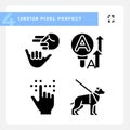 Accessibility for sensory disabilities black glyph icons set on white space Royalty Free Stock Photo